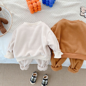 0-5 χρονών διπλής όψης βελούδινο μωρό καρτούν κοστούμι παιδικό πουλόβερ παντελόνι δύο τεμαχίων αθλητικά αναψυχής φθινοπώρου και χειμώνα