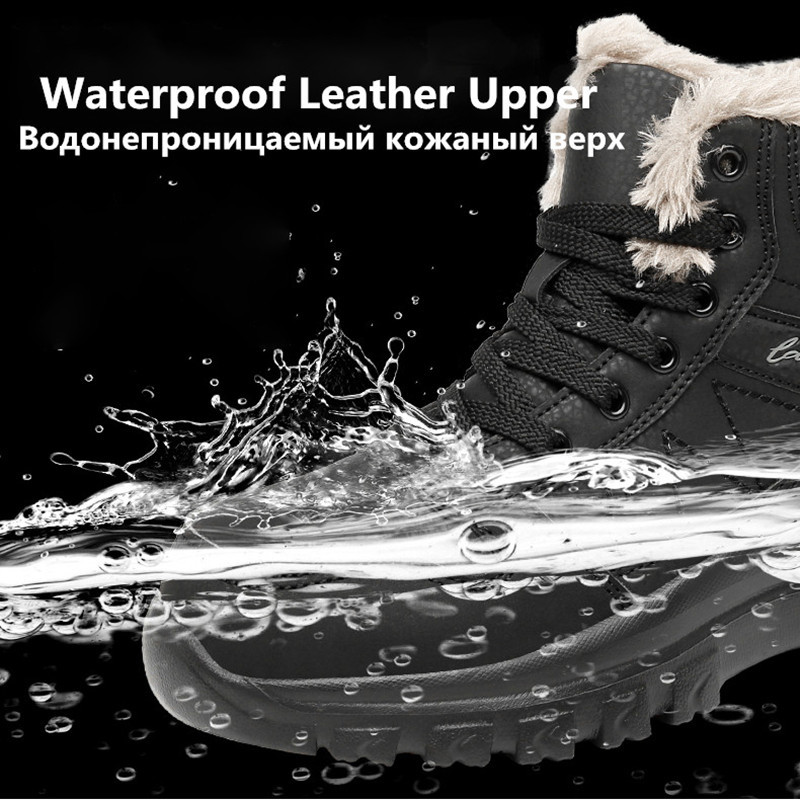 Επώνυμα ζεστά βελούδινα ανδρικά μποτάκια αδιάβροχα δερμάτινα ζευγάρια μπότες χιονιού Χειμερινή πλατφόρμα εξωτερικού χώρου Αντιολισθητικές μπότες πεζοπορίας Ανδρικά μποτάκια