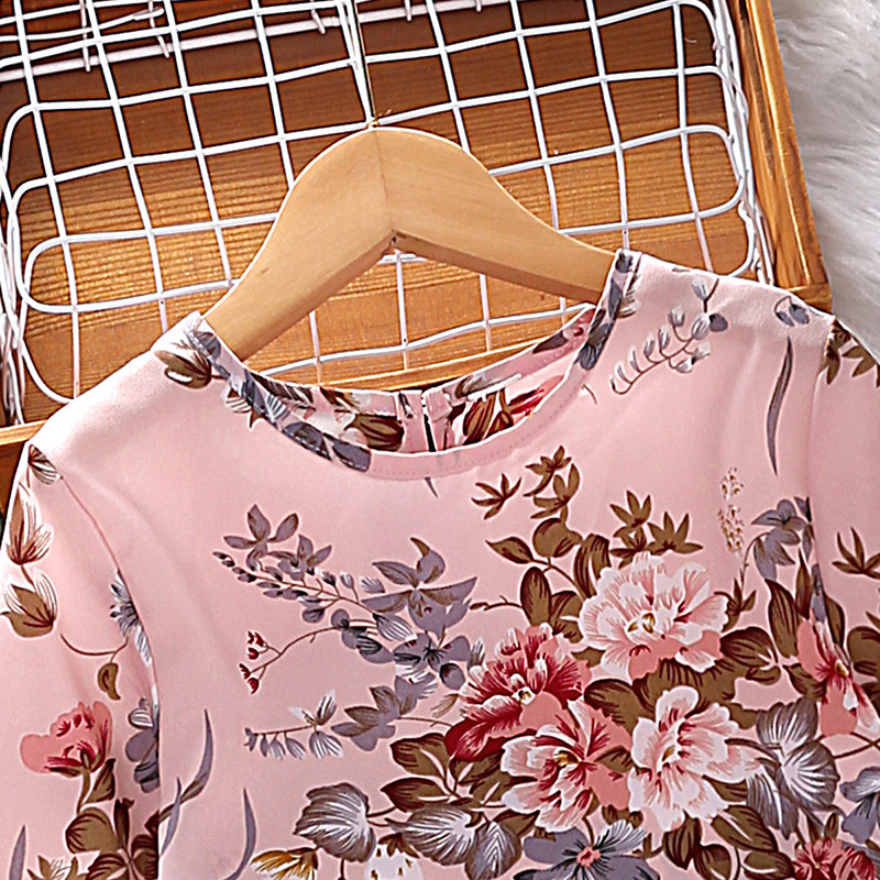 Tüdrukute komplektid 8-12 aastat, roosa trükitud pikkade varrukatega topp + roosad püksid tüdrukutele Korea stiilis ülikonnad vabaajarõivaste komplektid