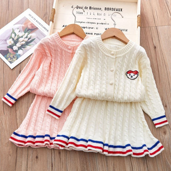 Κορίτσια πλεκτά σετ ρούχων 2023 Φθινοπωρινά χειμωνιάτικα πουλόβερ Μπλούζες+Φούστα Κοστούμια για κορίτσια Σετ Παιδικά Κοστούμια Βρεφικά ρούχα για κορίτσια