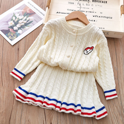 Tüdrukute silmkoelised rõivakomplektid 2023. aasta sügistalvised kampsunid, topid+seelik, tüdrukute komplekt, lasteriided, ülikonnad, tüdrukute riided