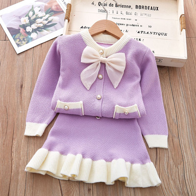 Tüdrukute silmkoelised rõivakomplektid 2023. aasta sügistalvised kampsunid, topid+seelik, tüdrukute komplekt, lasteriided, ülikonnad, tüdrukute riided