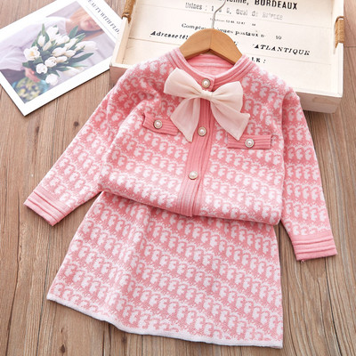 Tüdrukute silmkoelised rõivakomplektid 2023. aasta sügistalvised kampsunid, topid+seelik, tüdrukute komplekt, lasteriided, ülikonnad, tüdrukute riided