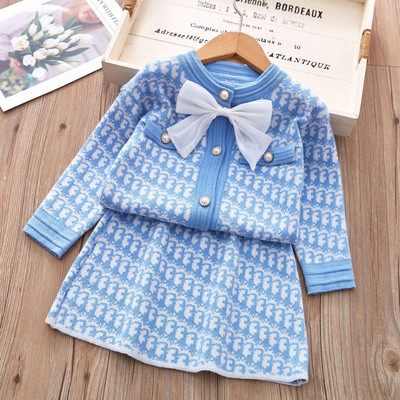 Tüdrukute silmkoelised rõivakomplektid 2023. aasta sügistalvised kampsunid, topid+seelik, tüdrukute komplekt, lasteriided, ülikonnad, tüdrukute riided