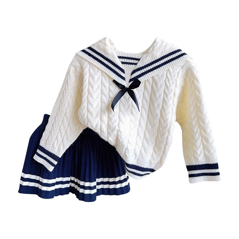 Tüdrukute silmkoelised rõivakomplektid 2023. aasta sügistalvised kampsunid, topid+seelik, tüdrukute komplekt, lasteriided, ülikonnad, tüdrukute riided