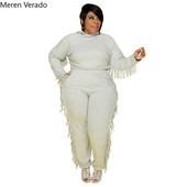 Meren Verado Iarna Marime Plus Solid Maneca intreaga Top cu gluga si buzunare Pantaloni creion Pantaloni Fshion Ciucuri Casual Seturi de doua piese
