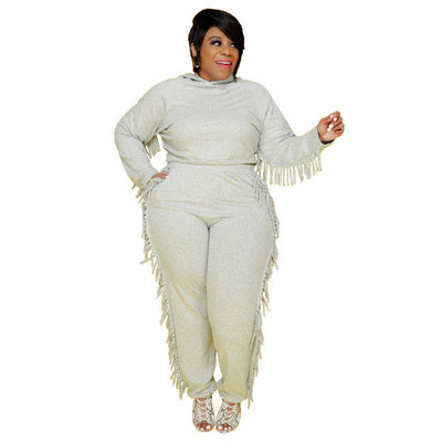 Meren Verado Iarna Marime Plus Solid Maneca intreaga Top cu gluga si buzunare Pantaloni creion Pantaloni Fshion Ciucuri Casual Seturi de doua piese