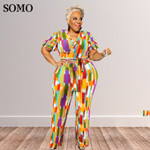 5XL εμπριμέ Crop Top Sexy Outfit Βολάν Γυναικεία Ρούχα Μακριά Παντελόνια Μόδα σετ δύο τεμαχίων χονδρική πώληση Dropshipping