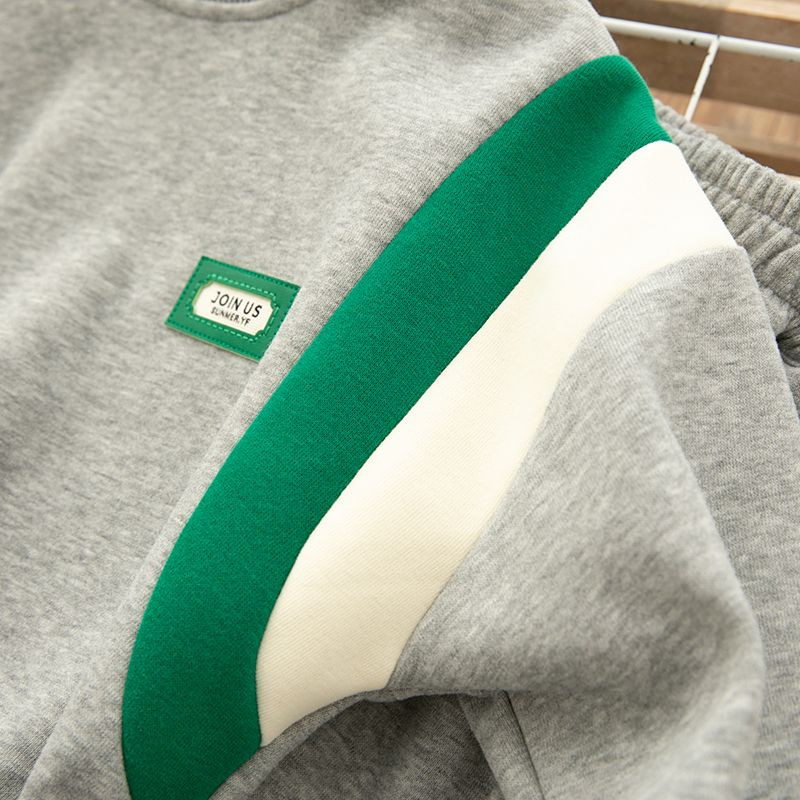 Lasteriided Kevad ja sügis Uus kiri Sildistamine Kontrastvärviline dressipluus, kostüüm poistele, vabaaja kaelusega topp