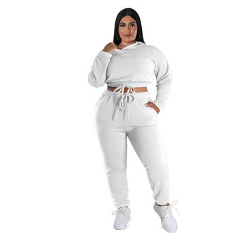 Φθινοπωρινά ρούχα SOMO Casual Plus Size Γυναικεία ρούχα Δύο τεμάχια 2022 Μονόχρωμα σετ Crop Top Σετ φόρμες χονδρικής Dropshipping