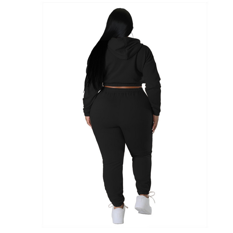Φθινοπωρινά ρούχα SOMO Casual Plus Size Γυναικεία ρούχα Δύο τεμάχια 2022 Μονόχρωμα σετ Crop Top Σετ φόρμες χονδρικής Dropshipping