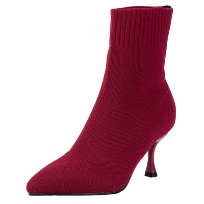 2023 Botine de damă la modă nouă, cu tocuri înalte subțiri, cu tocuri înalte, pantofi moi, supracizme, violet, negru, roșu, pantofi comozi