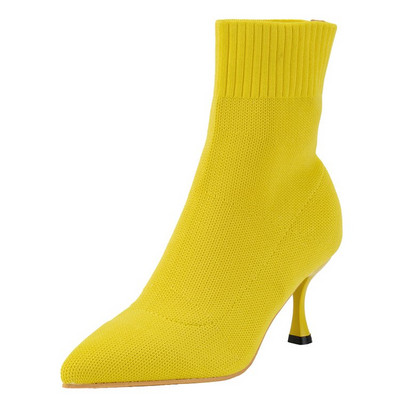 2023 Botine de damă la modă nouă, cu tocuri înalte subțiri, cu tocuri înalte, pantofi moi, supracizme, violet, negru, roșu, pantofi comozi