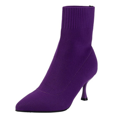 2023 Botine de damă la modă nouă, cu tocuri înalte subțiri, cu tocuri înalte, pantofi moi, supracizme, violet, negru, roșu, pantofi comozi