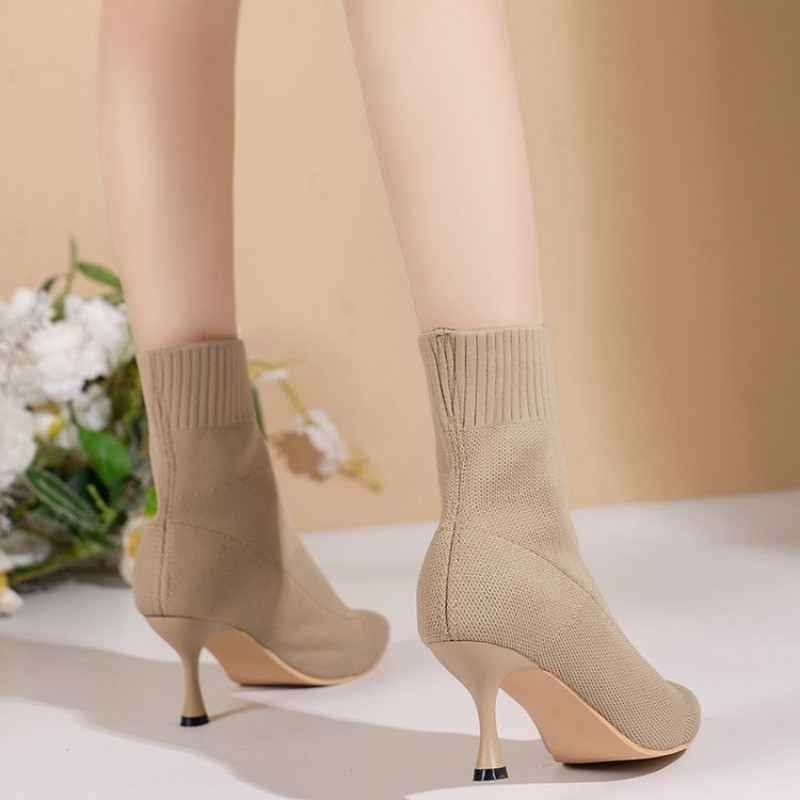 2023 Botine de damă la modă nouă, cu tocuri înalte subțiri, cu tocuri înalte, pantofi moi, supracizme, violet, negru, roșu, pantofi comozi