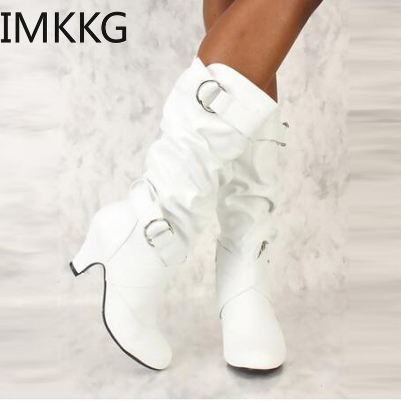 Γυναικείες χειμερινές μπότες 2020 Μόδα σέξι γυναικεία μπότες με ψηλό τακούνι με αγκράφα κοντές μπότες Μπότες Γυναικείες μπότες για χιόνι