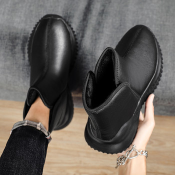 Ανδρικές μπότες μεγάλου μεγέθους 45 Plus Velvet Platform 2023 Νέα παπούτσια για άντρες Χειμερινά ζεστά βαμβακερά παπούτσια Casual slip-on κοντές ανδρικές μπότες
