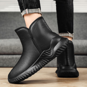 Ανδρικές μπότες μεγάλου μεγέθους 45 Plus Velvet Platform 2023 Νέα παπούτσια για άντρες Χειμερινά ζεστά βαμβακερά παπούτσια Casual slip-on κοντές ανδρικές μπότες