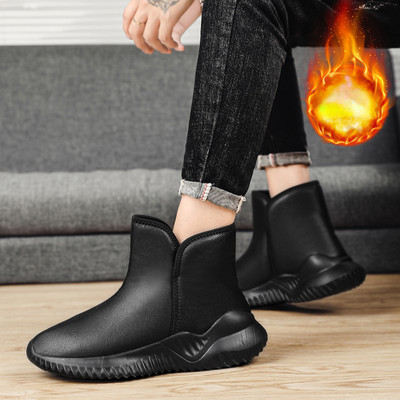 Ανδρικές μπότες μεγάλου μεγέθους 45 Plus Velvet Platform 2023 Νέα παπούτσια για άντρες Χειμερινά ζεστά βαμβακερά παπούτσια Casual slip-on κοντές ανδρικές μπότες