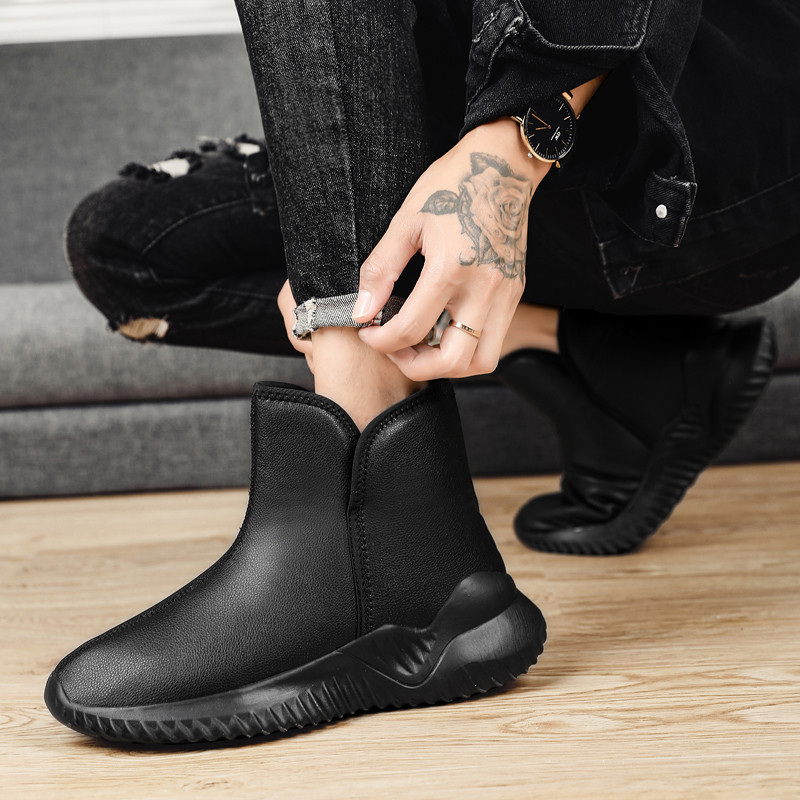 Ανδρικές μπότες μεγάλου μεγέθους 45 Plus Velvet Platform 2023 Νέα παπούτσια για άντρες Χειμερινά ζεστά βαμβακερά παπούτσια Casual slip-on κοντές ανδρικές μπότες