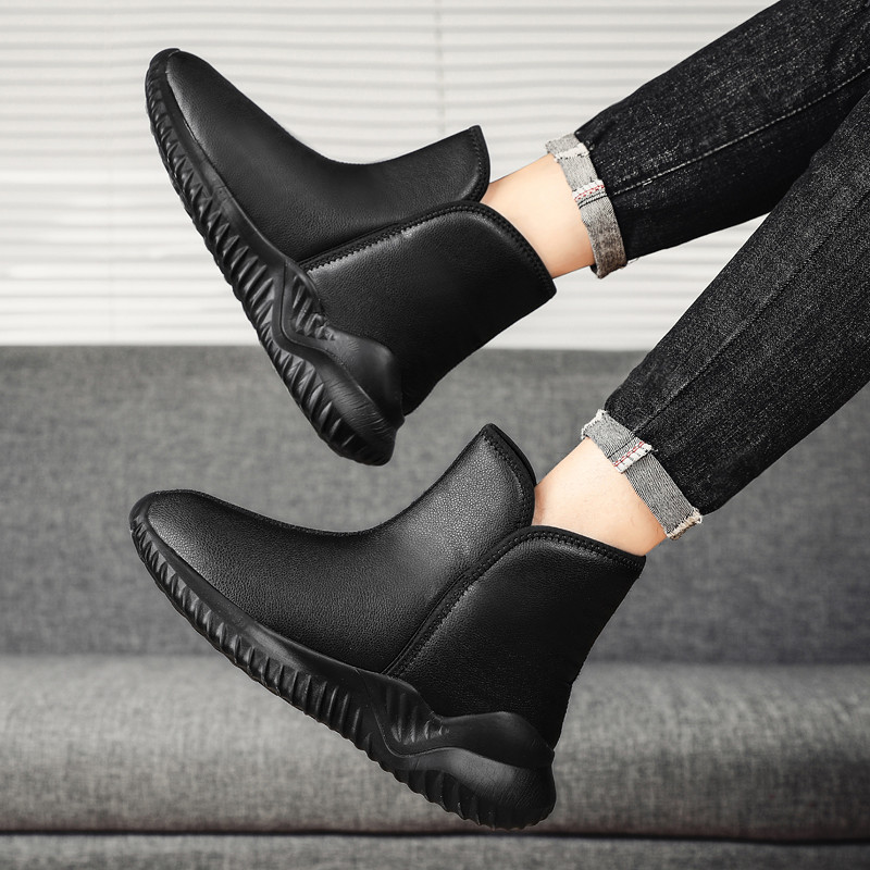 Ανδρικές μπότες μεγάλου μεγέθους 45 Plus Velvet Platform 2023 Νέα παπούτσια για άντρες Χειμερινά ζεστά βαμβακερά παπούτσια Casual slip-on κοντές ανδρικές μπότες