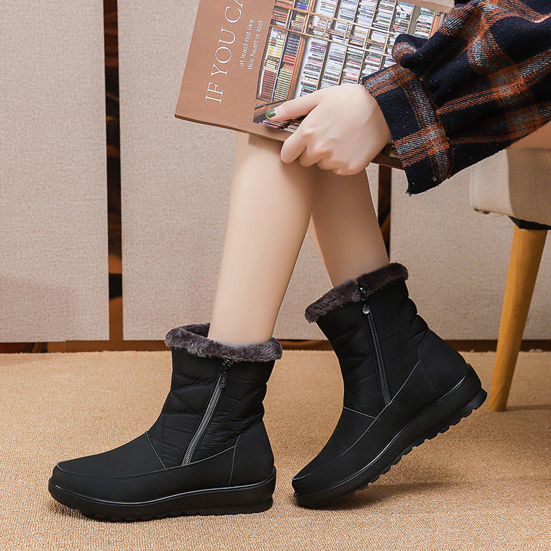 Vodootporne zimske čizme za žene 2023. Nove duge plišane čizme za snijeg od umjetnog krzna Ženske gležnjače s platformom Tople pamučne cipele za parove
