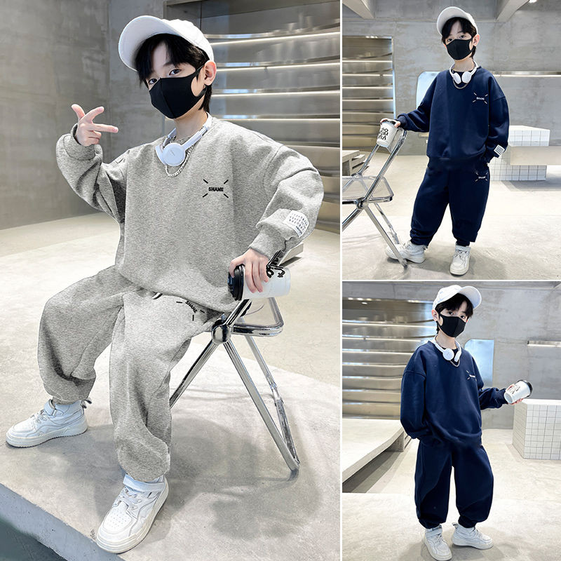 Fiúk tavaszi ruha öltöny, 2023, új gyerek, jóképű pulóver, kétrészes nadrág