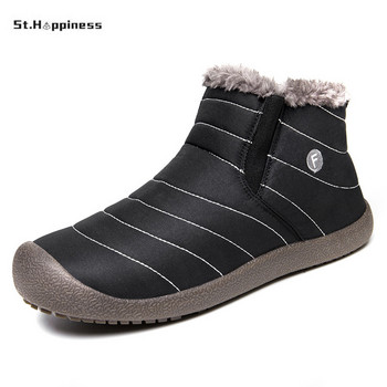 2023 Зимни ботуши Мъжки сняг BareFoot Ежедневни обувки Работни обувки на открито Дамски топли кожени мъжки обувки до глезена Мъжки ботуши за сняг Голям размер