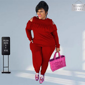 Suures suuruses naiste riided Soliidne sport mood vabaaja kaheosalised komplektid õõnsad topsid taskupüksid ülikonnad hulgimüük Drop Shinpping