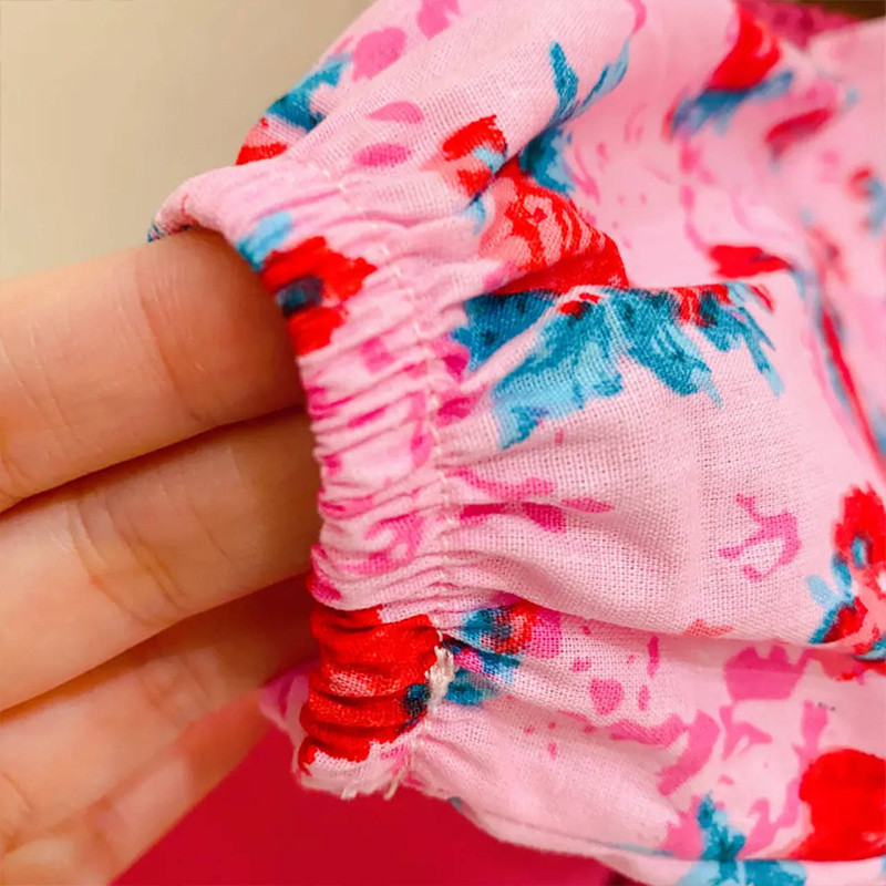 Κορεατικά παιδικά ρούχα 2023 Άνοιξη και φθινόπωρο επάνω κάτω ροζ χαριτωμένο λουλούδι Casual σετ δύο τεμαχίων για κορίτσια μπουτίκ