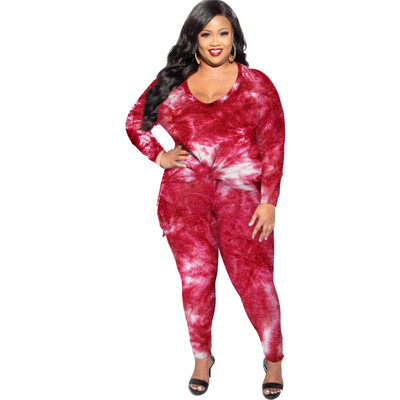 FNOCE naiste rõivakomplektid, suured, kaheosalised, vabaaja ülikonnad, 2023. aasta sügistalv, uus flanell, spordimood, lipsuga värvitud