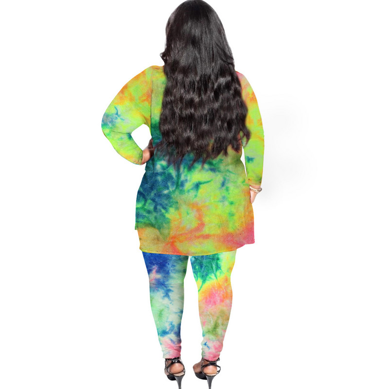 FNOCE naiste rõivakomplektid, suured, kaheosalised, vabaaja ülikonnad, 2023. aasta sügistalv, uus flanell, spordimood, lipsuga värvitud