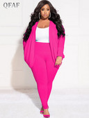 Γυναικείο σετ QFAF Elegant Plus Size Ανοιχτή βελονιά Ζακέτα και παντελόνι αθλητική φόρμα INS Two 2 τεμαχίων 2022