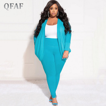 QFAF Елегантен дамски комплект с отворени шевове, жилетка с рюш и панталон с клинове, анцуг INS Комплект от две части 2022