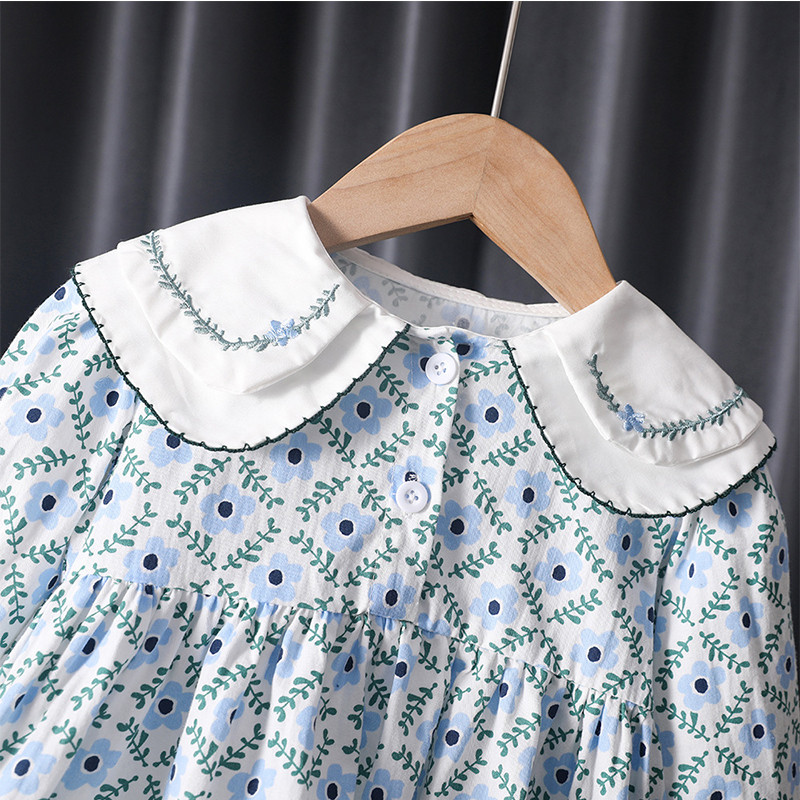 Κορεάτικα παιδικά ρούχα 2023 Spring Pastoral Σετ ασορτί πουλόβερ δύο τεμαχίων Βαμβακερά φλοράλ παιδικά φορέματα για κορίτσια 1 έως 6 ετών