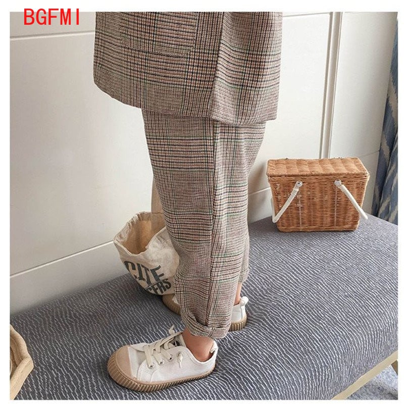 Ανοιξιάτικα φθινοπωρινά παιδικά ρούχα Κοστούμι Παιδικά Ρούχα Αγορικά Μπλουζάκια με λαιμόκοψη + παντελόνι σετ 2 τεμαχίων Καρό Επίσημο ένδυμα 2-10Y Λεπτά πανωφόρια