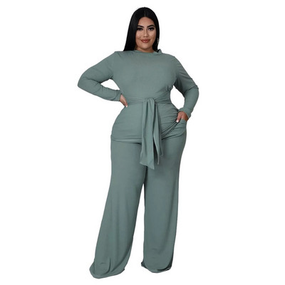 Plus Size Γυναικεία Ρούχα Δυο τεμάχια Σετ καθαρού χρώματος ασορτί μακρυμάνικα φθινοπωρινά ρούχα Casual outfits Who 3xl 4xl 5xl 6xl