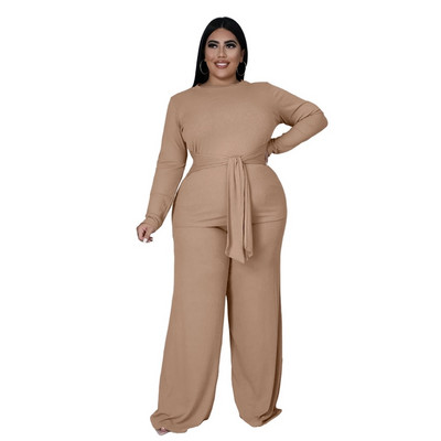 Plus Size Γυναικεία Ρούχα Δυο τεμάχια Σετ καθαρού χρώματος ασορτί μακρυμάνικα φθινοπωρινά ρούχα Casual outfits Who 3xl 4xl 5xl 6xl