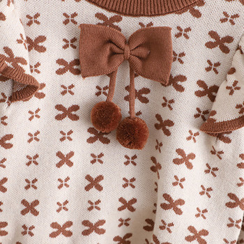 Зимни момичета Ежедневен комплект пуловер Бебе момиче с панделки Модни трикотажни облекла 2023 Есенни детски комплекти Тоалети