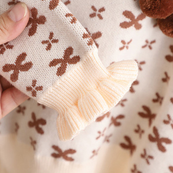 Зимни момичета Ежедневен комплект пуловер Бебе момиче с панделки Модни трикотажни облекла 2023 Есенни детски комплекти Тоалети