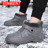 YISHEN Cizme pentru bărbați Căptușeală de pluș de iarnă Pantofi impermeabili de mers pe jos Cizme de zăpadă în aer liber Botas De Hombre Plus Size 41-49
