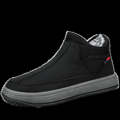 Uus stiil Mugavad talvised kõrged lumesaapad vabaaja puuvillased libisemiskindlad soojad meeste saapad Trendikad sportlikud ühevärvilised meeste saapad