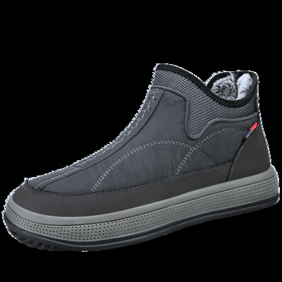 Uus stiil Mugavad talvised kõrged lumesaapad vabaaja puuvillased libisemiskindlad soojad meeste saapad Trendikad sportlikud ühevärvilised meeste saapad