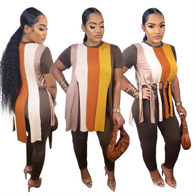 Suures suuruses naiste rõivad Tänavarõivad 2-osaline sörkimiskostüüm, pikk ülaosa ja pükste komplekt Seksikad rõivad Hulgimüük Kaubad Dropshipping