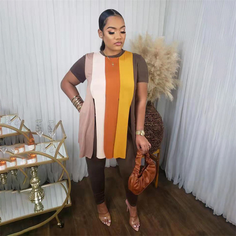 Suures suuruses naiste rõivad Tänavarõivad 2-osaline sörkimiskostüüm, pikk ülaosa ja pükste komplekt Seksikad rõivad Hulgimüük Kaubad Dropshipping