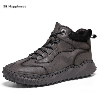 Χειροποίητες δερμάτινες ανδρικές μπότες 2023 Κλασικές μπότες αστραγάλου Classic Flats Hot Sale Μοκασίνια Άνετα μαλακά μοτοσυκλέτες Casual παπούτσια