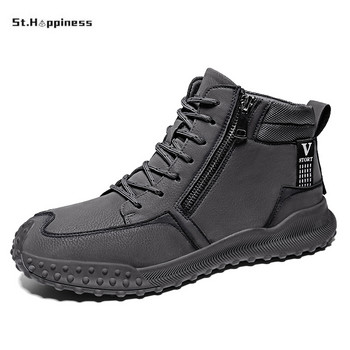 Ανδρικές δερμάτινες μπότες 2023 Outdoor Fashion Ανδρικές μπότες καθημερινής μοτοσικλέτας Απαλές κλασικές πανκ μπότες slip-on ankle Ανδρικά αθλητικά παπούτσια σχεδιαστών