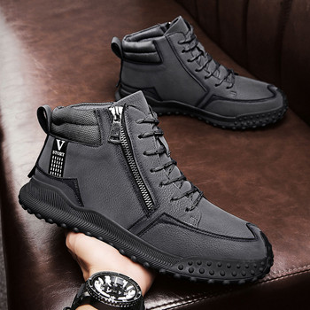 Ανδρικές δερμάτινες μπότες 2023 Outdoor Fashion Ανδρικές μπότες καθημερινής μοτοσικλέτας Απαλές κλασικές πανκ μπότες slip-on ankle Ανδρικά αθλητικά παπούτσια σχεδιαστών