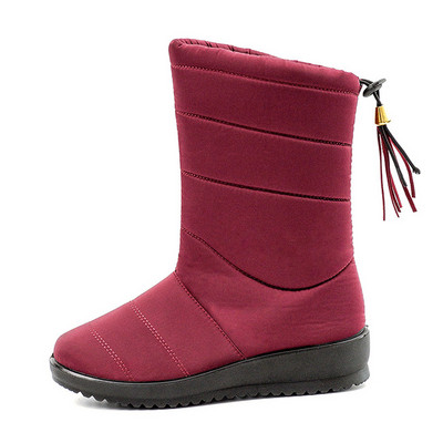 BEYARNEWarm Fur Winter Boots for Women 2019 Ζεστές αδιάβροχες χειμερινές μπότες Mid Calf Snow Boots Γυναικείες μπότες Γυναικεία παπούτσια Παπούτσια