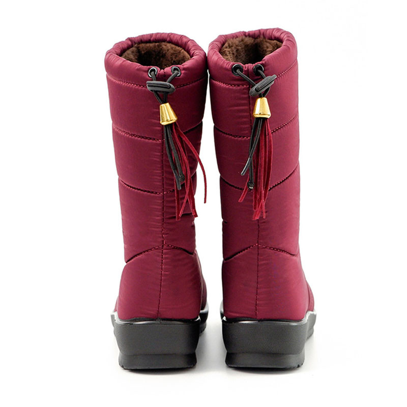 BEYARNEWarm Fur Winter Boots for Women 2019 Ζεστές αδιάβροχες χειμερινές μπότες Mid Calf Snow Boots Γυναικείες μπότες Γυναικεία παπούτσια Παπούτσια
